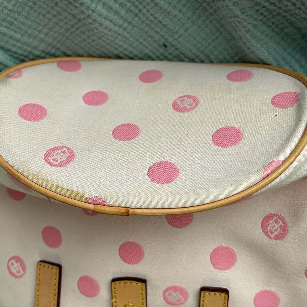 Vintage Dooney & Bourke Pink Polka Dot Leather Bucket Bag - Picture 7 of 9